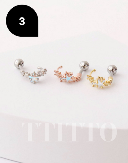 Rhinestone Cartilage Ring Piercing Cartilage Hoops Piercing ear cuff style Helix Earring Helix Piercing screw back ball ,Cartilage piercing ,Tragus Earrings