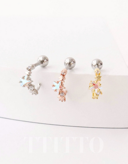 Rhinestone Cartilage Ring Piercing Cartilage Hoops Piercing ear cuff style Helix Earring Helix Piercing screw back ball ,Cartilage piercing ,Tragus Earrings