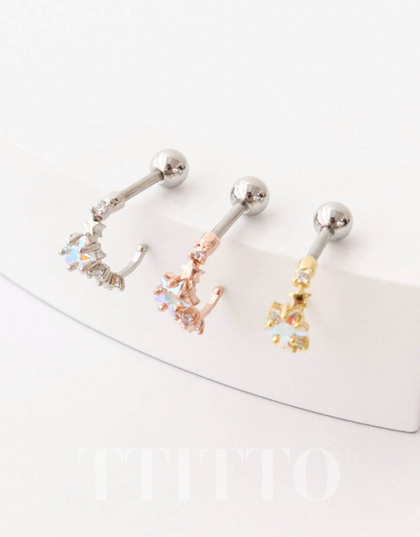 Rhinestone Cartilage Ring Piercing Cartilage Hoops Piercing ear cuff style Helix Earring Helix Piercing screw back ball ,Cartilage piercing ,Tragus Earrings