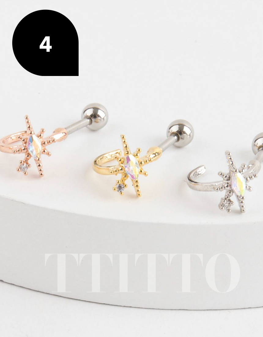 Rhinestone Cartilage Ring Piercing Cartilage Hoops Piercing ear cuff style Helix Earring Helix Piercing screw back ball ,Cartilage piercing ,Tragus Earrings