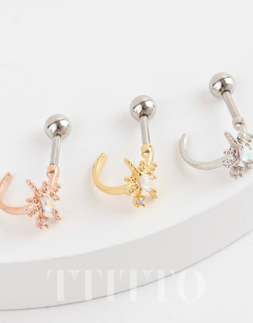 Rhinestone Cartilage Ring Piercing Cartilage Hoops Piercing ear cuff style Helix Earring Helix Piercing screw back ball ,Cartilage piercing ,Tragus Earrings