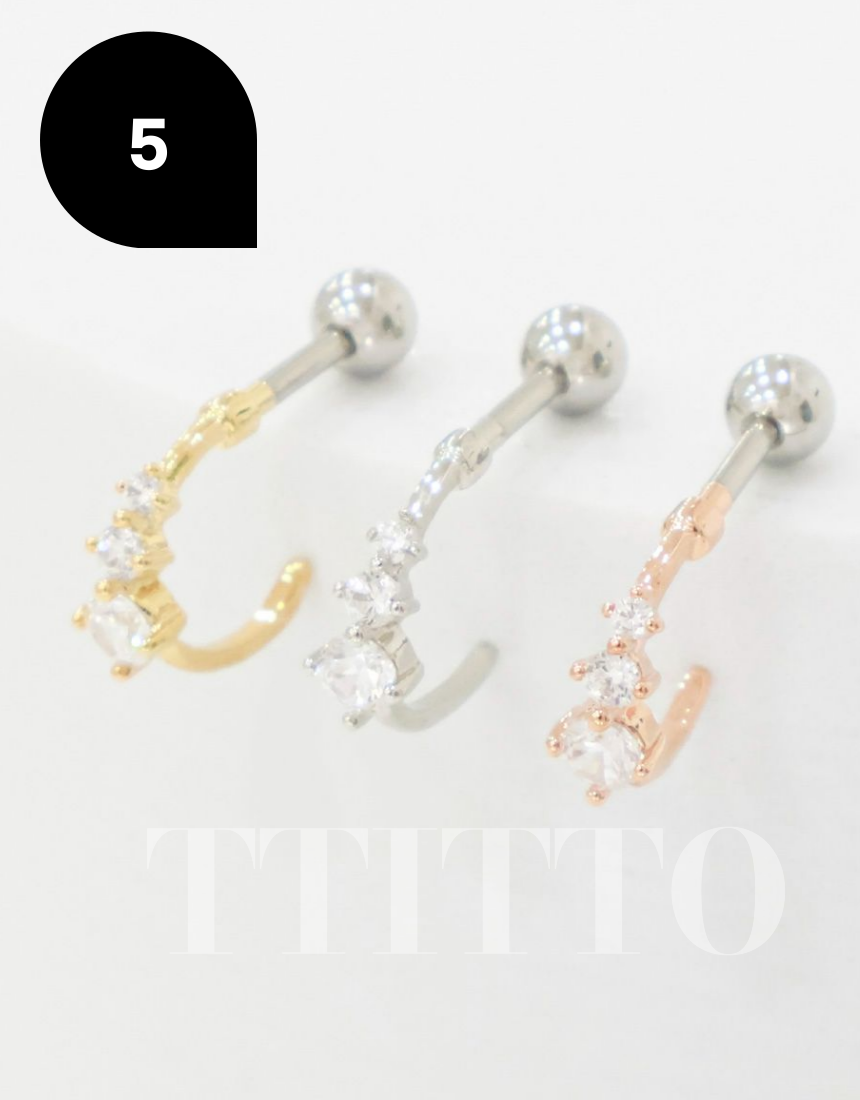 Rhinestone Cartilage Ring Piercing Cartilage Hoops Piercing ear cuff style Helix Earring Helix Piercing screw back ball ,Cartilage piercing ,Tragus Earrings