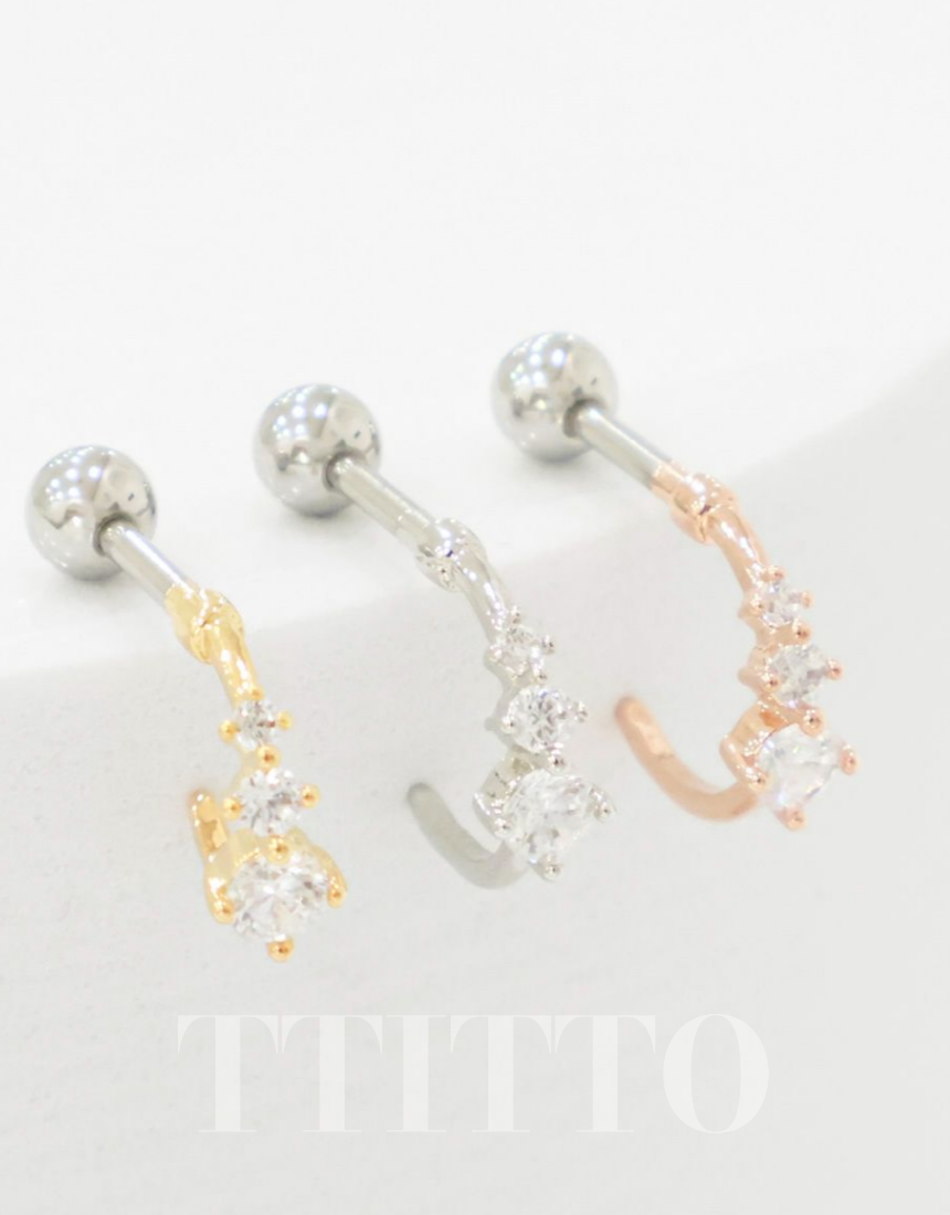 Rhinestone Cartilage Ring Piercing Cartilage Hoops Piercing ear cuff style Helix Earring Helix Piercing screw back ball ,Cartilage piercing ,Tragus Earrings