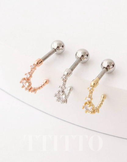 Rhinestone Cartilage Ring Piercing Cartilage Hoops Piercing ear cuff style Helix Earring Helix Piercing screw back ball ,Cartilage piercing ,Tragus Earrings