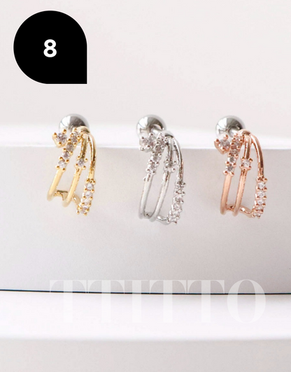 Rhinestone Cartilage Ring Piercing Cartilage Hoops Piercing ear cuff style Helix Earring Helix Piercing screw back ball ,Cartilage piercing ,Tragus Earrings