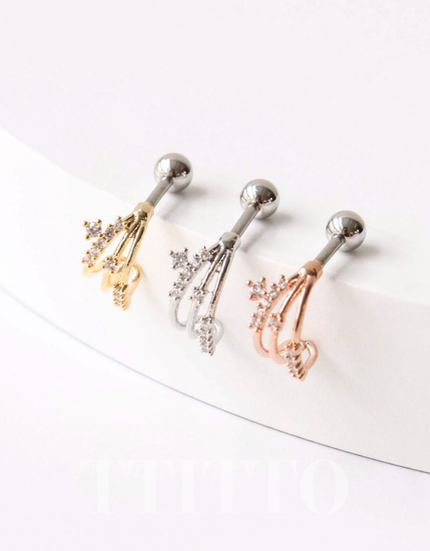 Rhinestone Cartilage Ring Piercing Cartilage Hoops Piercing ear cuff style Helix Earring Helix Piercing screw back ball ,Cartilage piercing ,Tragus Earrings