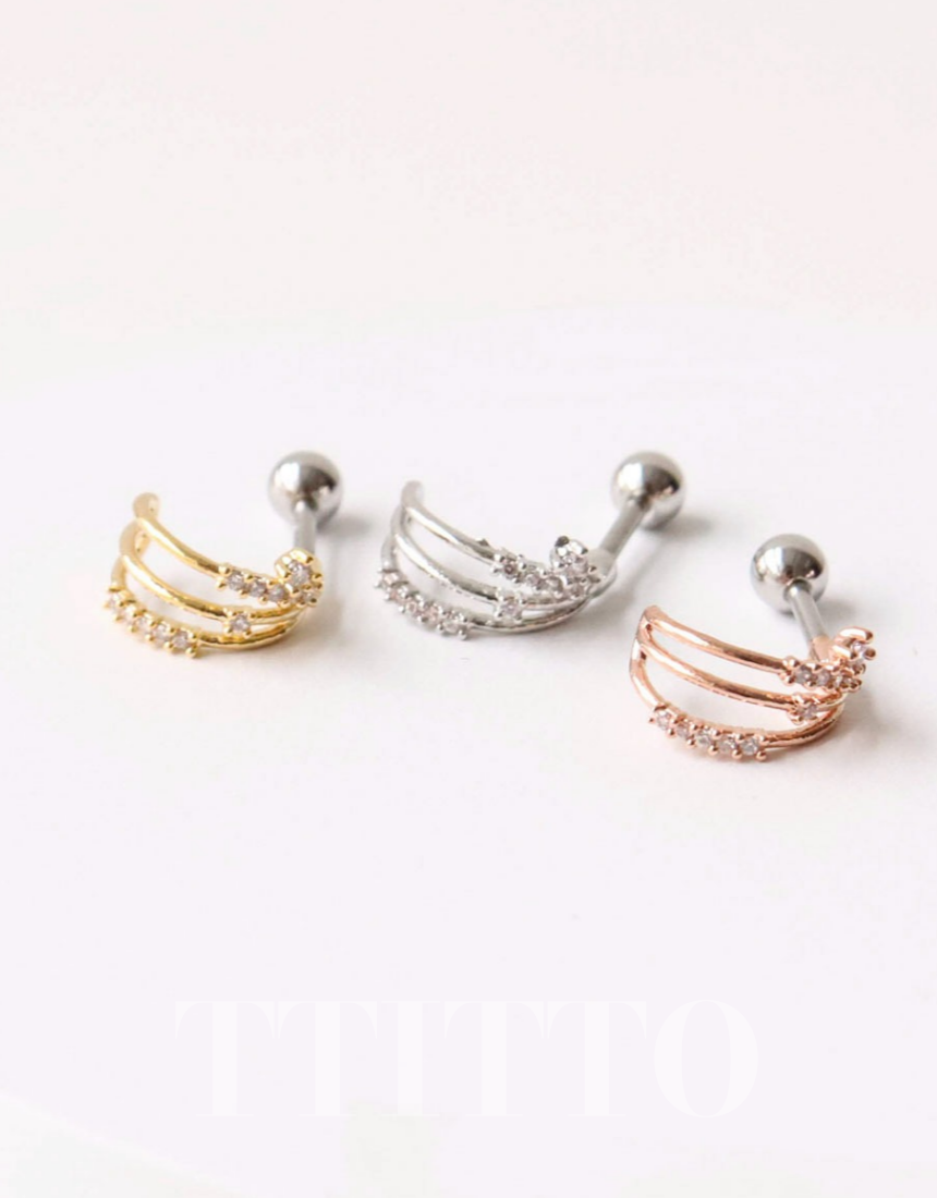 Rhinestone Cartilage Ring Piercing Cartilage Hoops Piercing ear cuff style Helix Earring Helix Piercing screw back ball ,Cartilage piercing ,Tragus Earrings