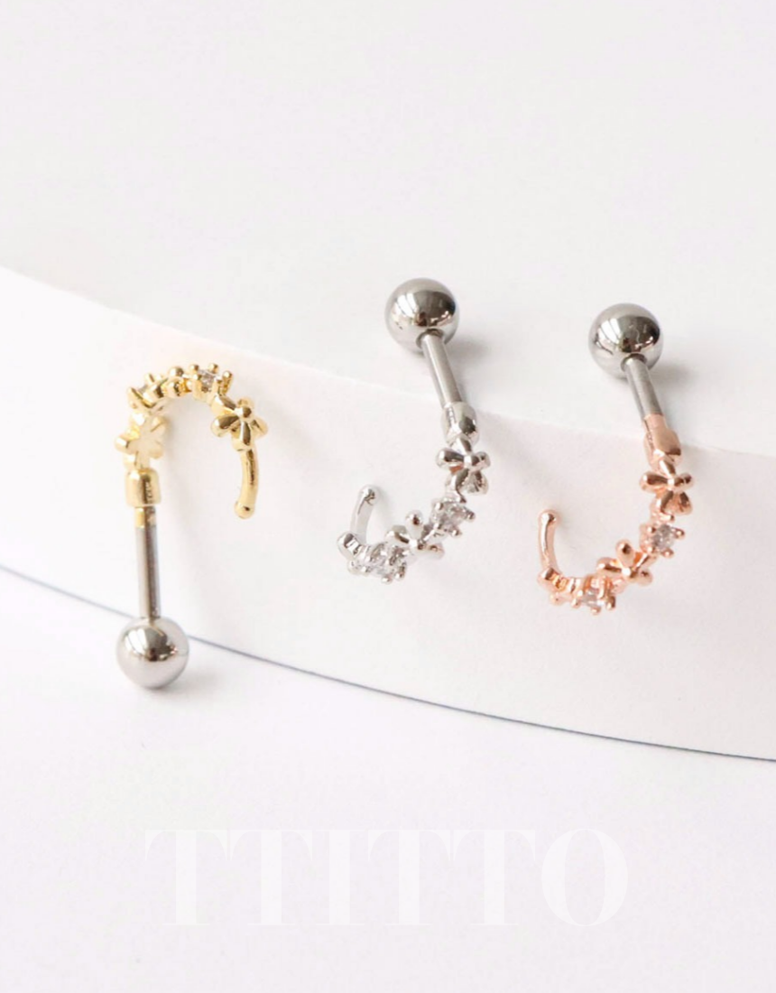 Rhinestone Cartilage Ring Piercing Cartilage Hoops Piercing ear cuff style Helix Earring Helix Piercing screw back ball ,Cartilage piercing ,Tragus Earrings