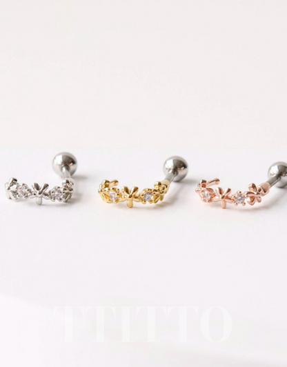 Rhinestone Cartilage Ring Piercing Cartilage Hoops Piercing ear cuff style Helix Earring Helix Piercing screw back ball ,Cartilage piercing ,Tragus Earrings