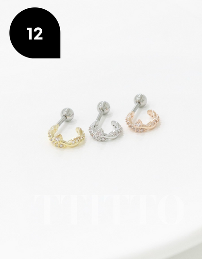 Rhinestone Cartilage Ring Piercing Cartilage Hoops Piercing ear cuff style Helix Earring Helix Piercing screw back ball ,Cartilage piercing ,Tragus Earrings