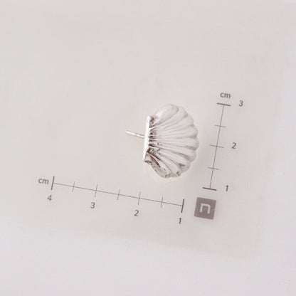925 sterling silver Scallop Seashell stud earrings cowrie shell statement earrings-2