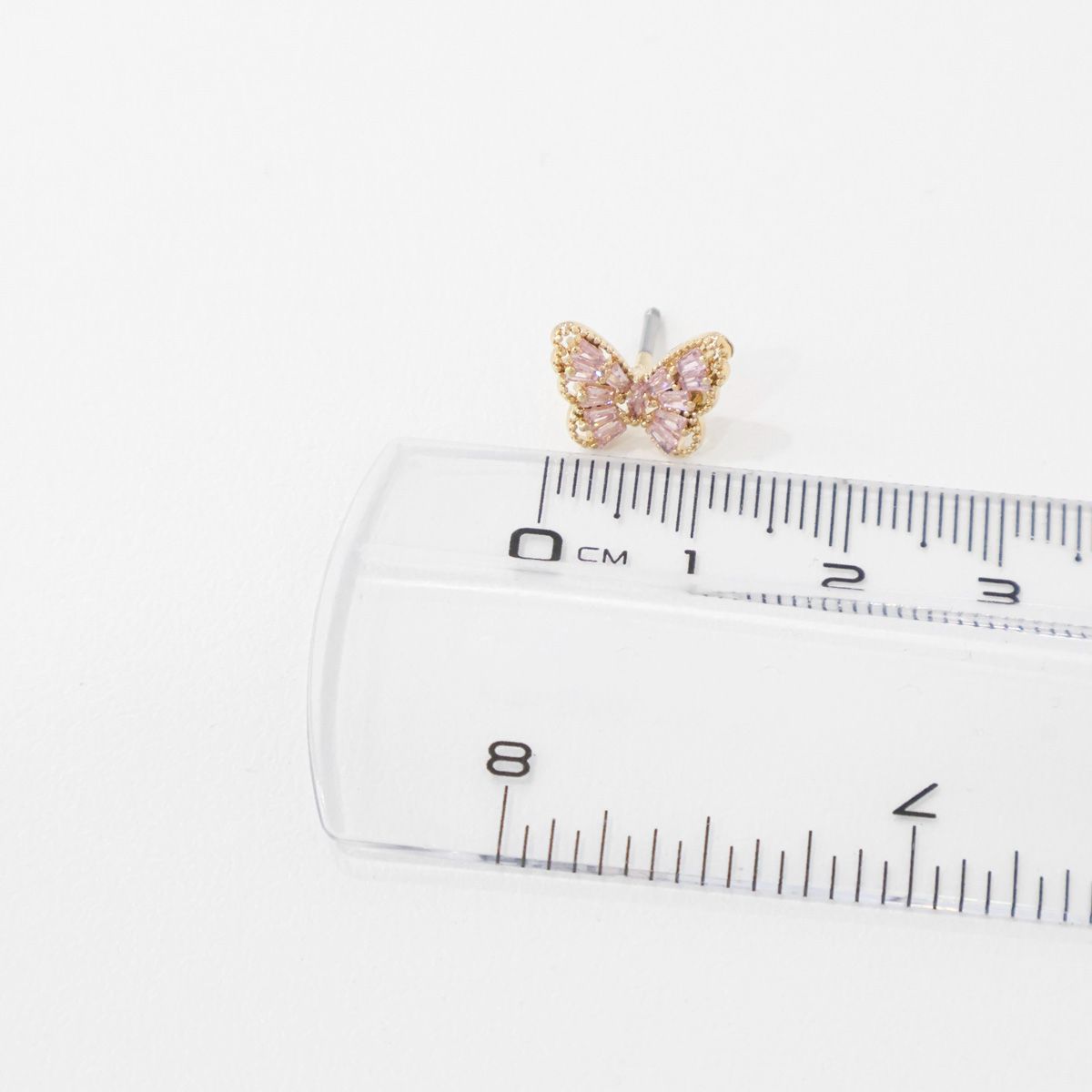 Three-dimensional Butterfly design with a baguette Cubic setting Cartilage Piercing Colorful Pushpin Forward Helix Earring Helix Piercing screw back ball ,Cartilage piercing ,Tragus Earrings