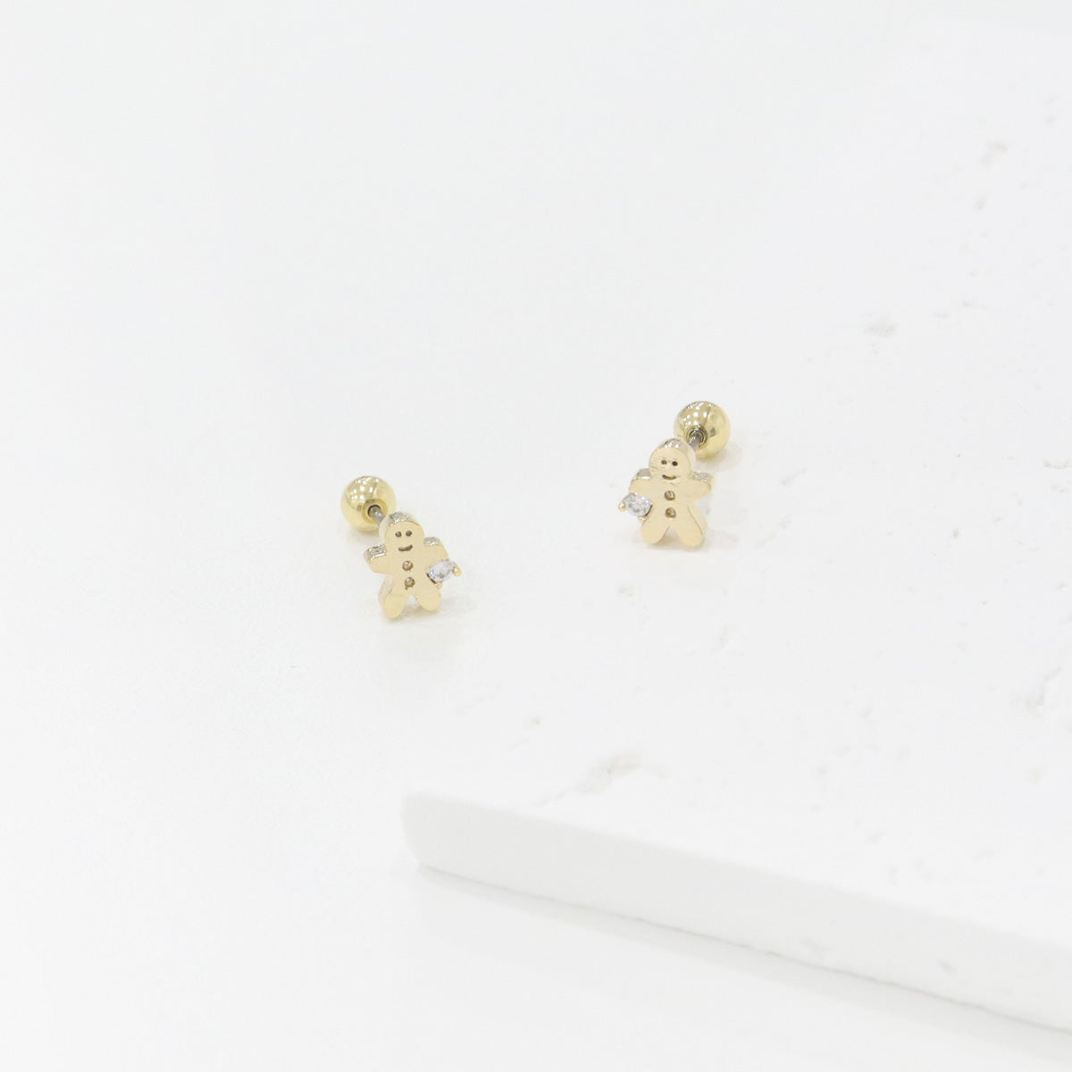 Tiny The Gingerman bread cubic point Surgical Steel screw back ball Cartilage earrings, Barbells Ear Piercing, Cartilage Piercing