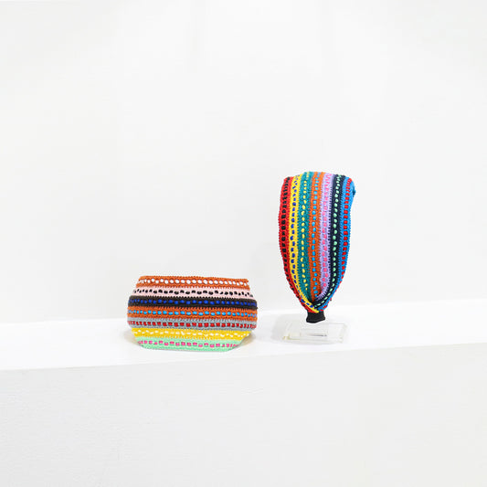Hand made wide hairband with a vivid color scheme and full of ethnic vibes.-wide 8cm