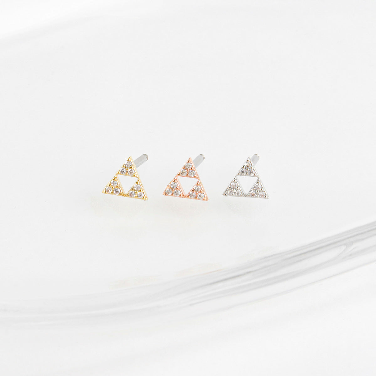 Cubic Legend of Zelda Triforce triangle Surgical Steel screw back ball Cartilage earrings, Barbells Ear Piercing, Cartilage Piercing