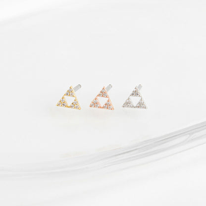 Cubic Legend of Zelda Triforce triangle Surgical Steel screw back ball Cartilage earrings, Barbells Ear Piercing, Cartilage Piercing