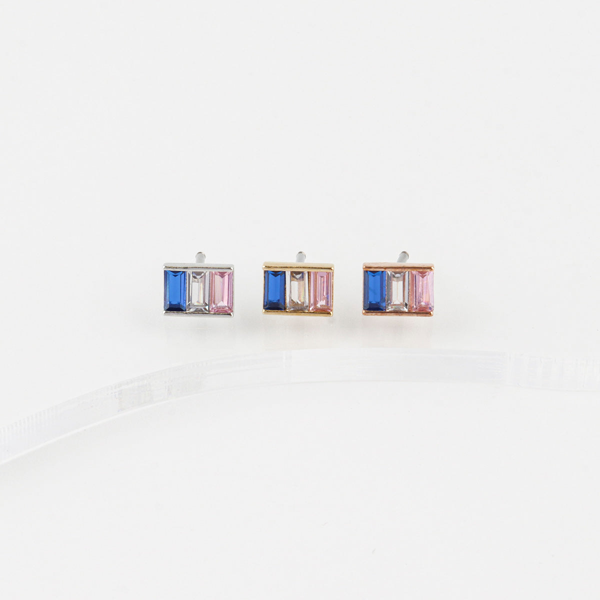 Baguette Tragus Labret Square Rhinestone Cartilage Piercing Vibrant Rectangular Colorful Pushpin Forward Helix Earring Helix Piercing screw back ball ,Cartilage piercing ,Tragus Earrings