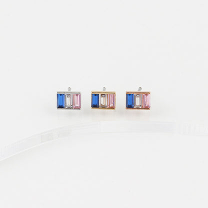 Baguette Tragus Labret Square Rhinestone Cartilage Piercing Vibrant Rectangular Colorful Pushpin Forward Helix Earring Helix Piercing screw back ball ,Cartilage piercing ,Tragus Earrings