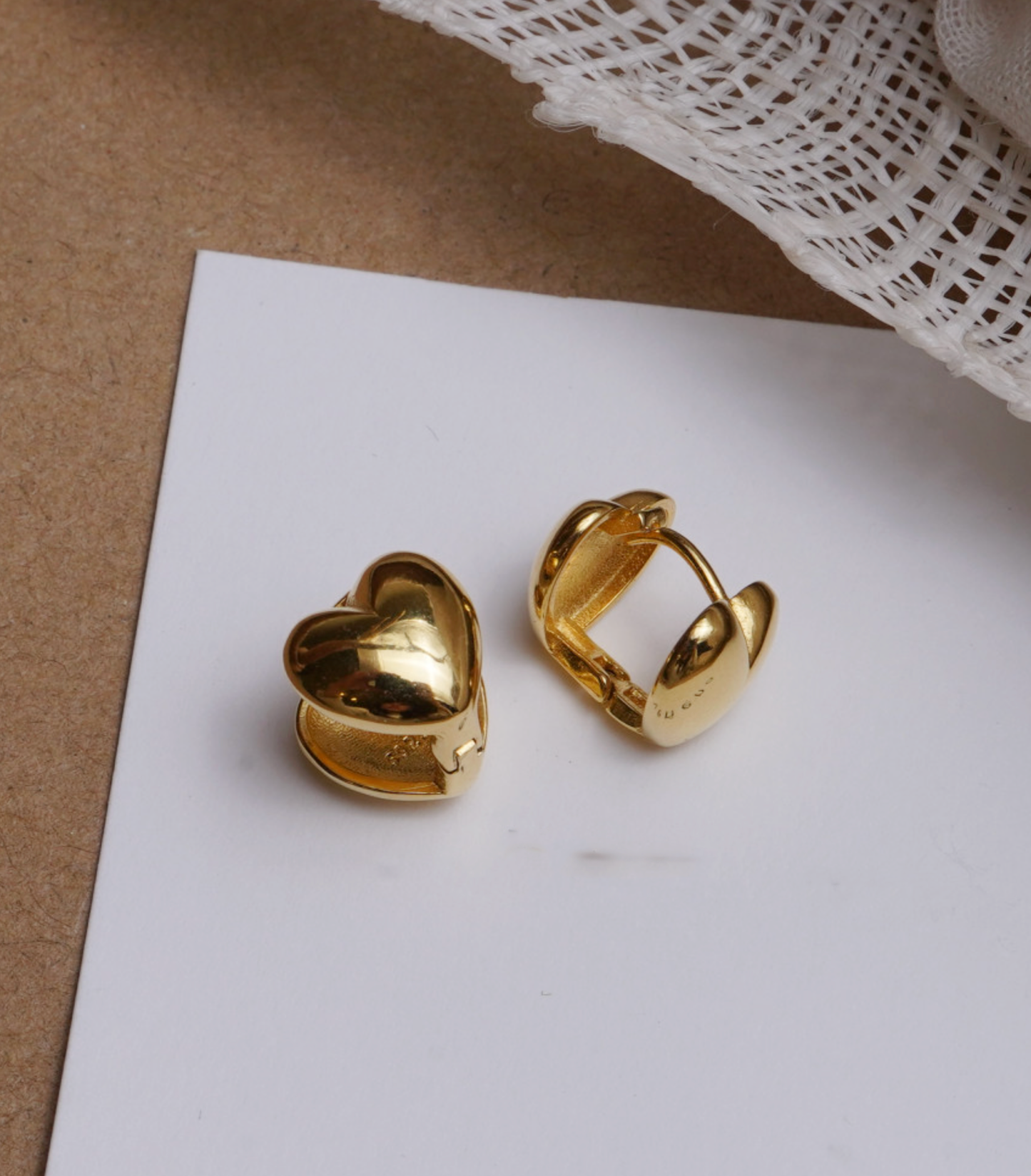 925 sterling silver dome heart hoop stud earrings, One Touch silver 10mm dome heart clip stud Earrings