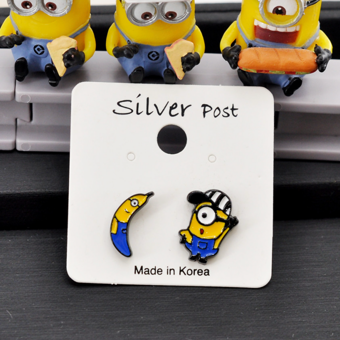 Cute Minions earrings, Movie Cartoon MINION Stud, Despicable Me Earrings