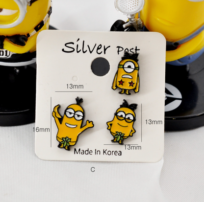 Cute Minions earrings, Movie Cartoon MINION Stud, Despicable Me Earrings