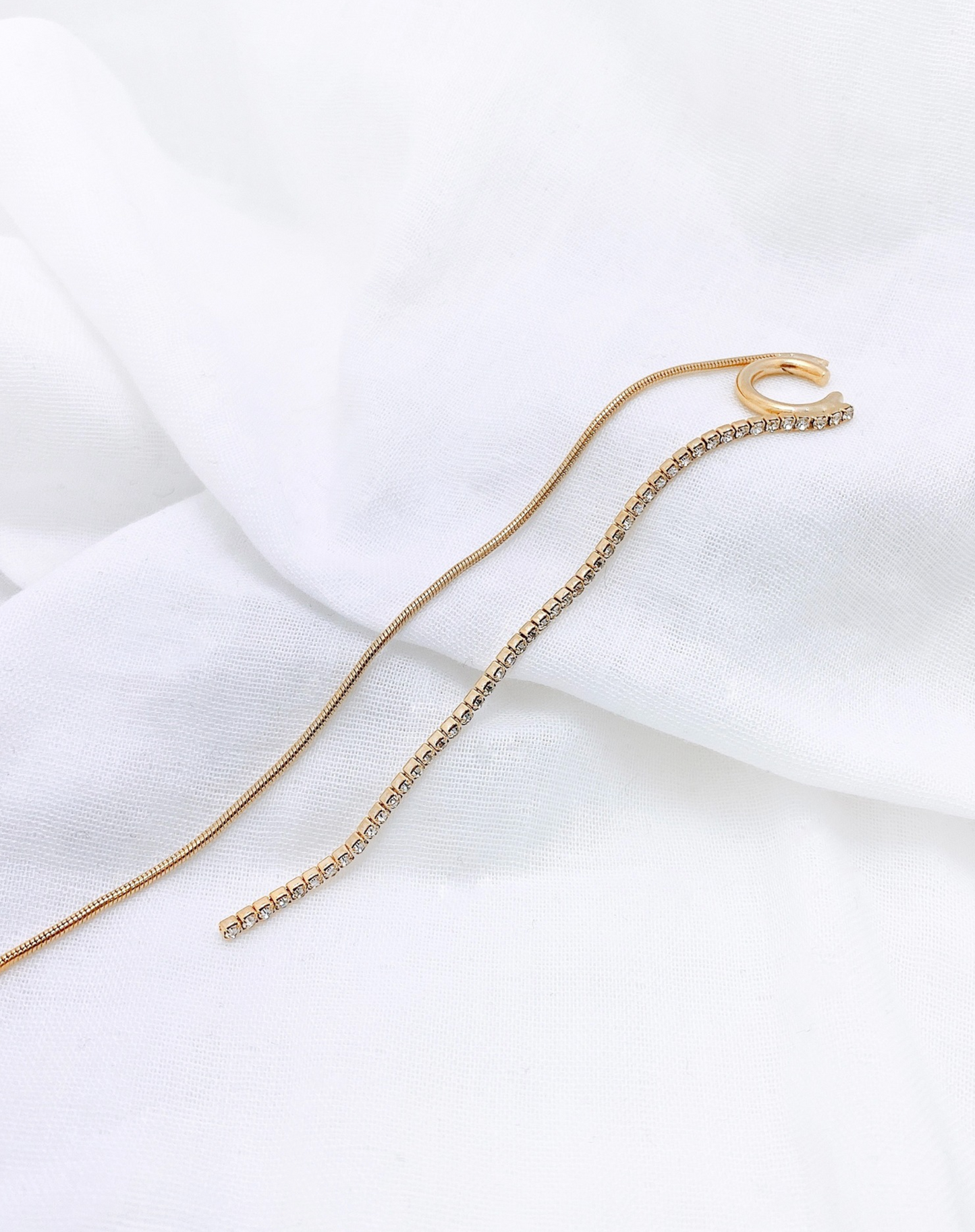 Long chain drop ear cuff, pearl conch earcuff, cubic chain ear cuff Ear Cuff Chain Earrings,Long Chain Threader Earring,