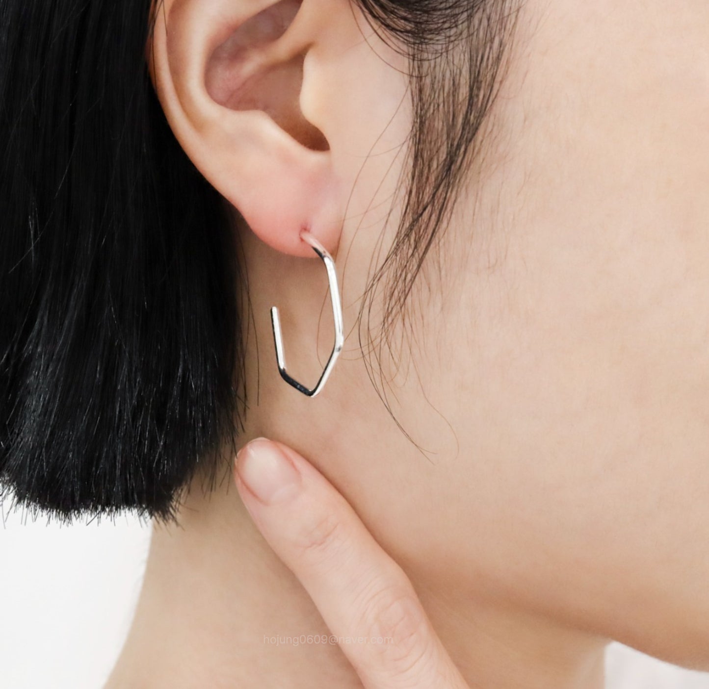 925 sterling silver Big Polygon hoop Earrings,Large Hoop Earrings modern earrings