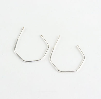 925 sterling silver Big Polygon hoop Earrings,Large Hoop Earrings modern earrings