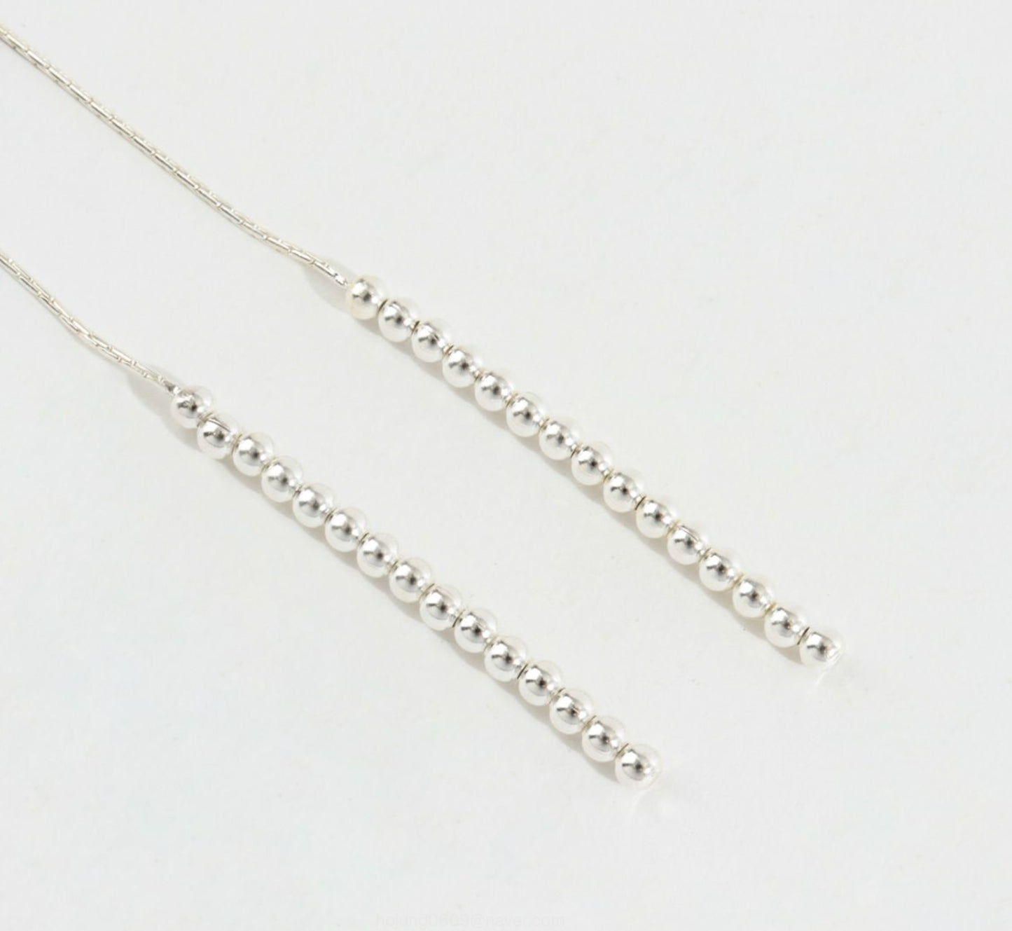 925 Sterling Silver 3mm Ball and snake chain long drop earrings Long chain dangle earrings dressy earrings