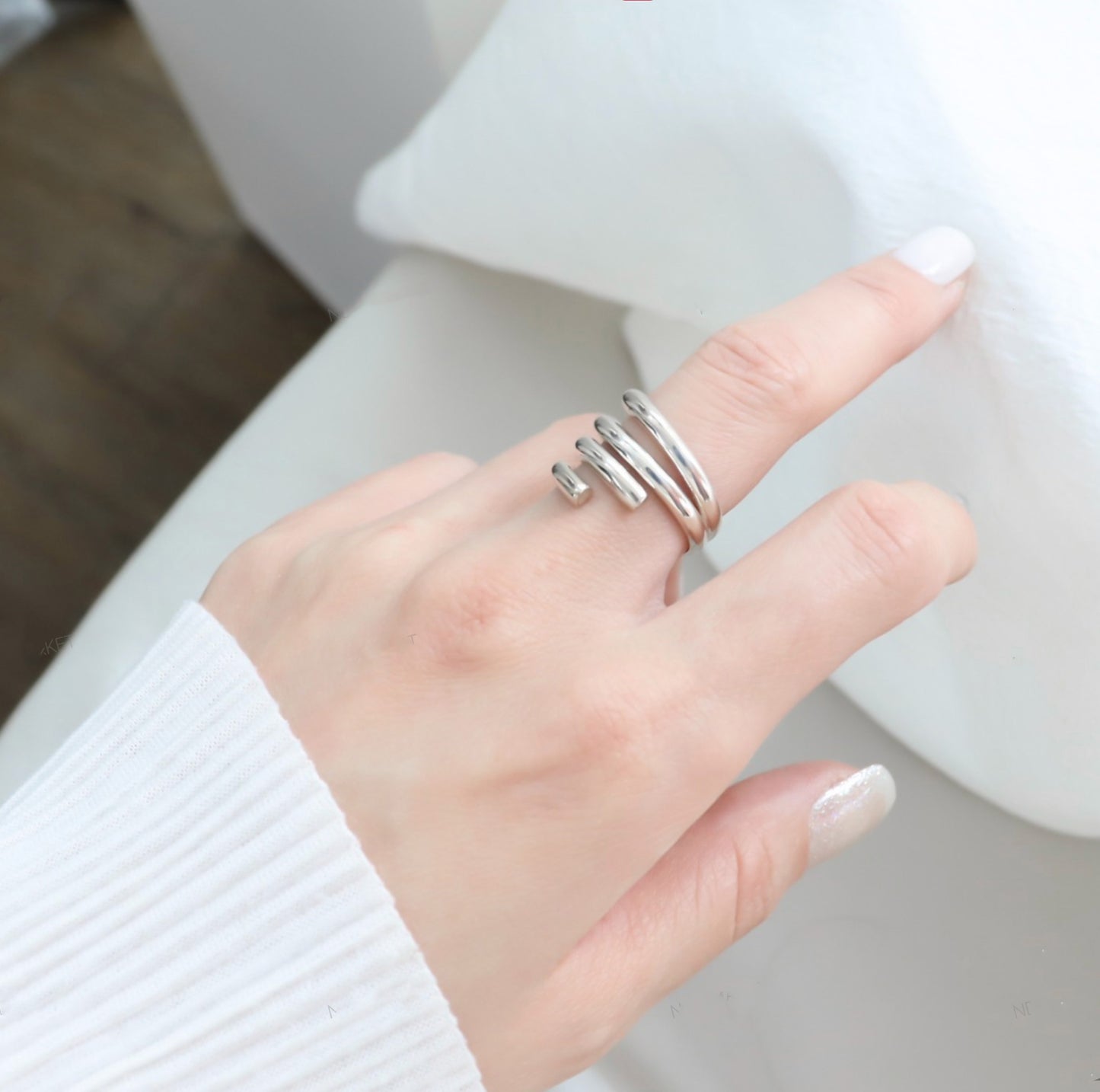 925 sterling silver Multi Strand Ring, Multi-Layered Thick Statement open ring ,Thick ring, statement ring, Open Adjustable ring