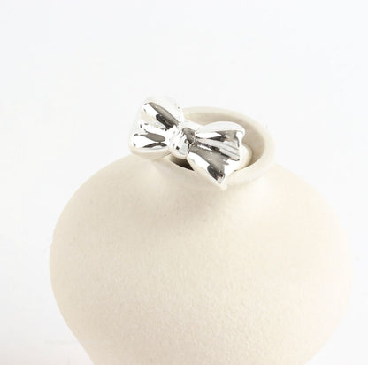 925 sterling silver Chunky Big Ribbon Bow ring Statement bow ring