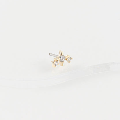 Three star line cz Tragus Labret Cartilage Piercing cubic milky way Pushpin Forward Helix Earring Helix Piercing screw back ball ,Cartilage piercing ,Tragus Earrings