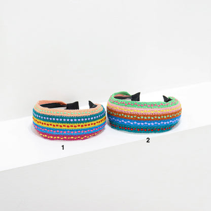 Hand made wide hairband with a vivid color scheme and full of ethnic vibes.-5cm