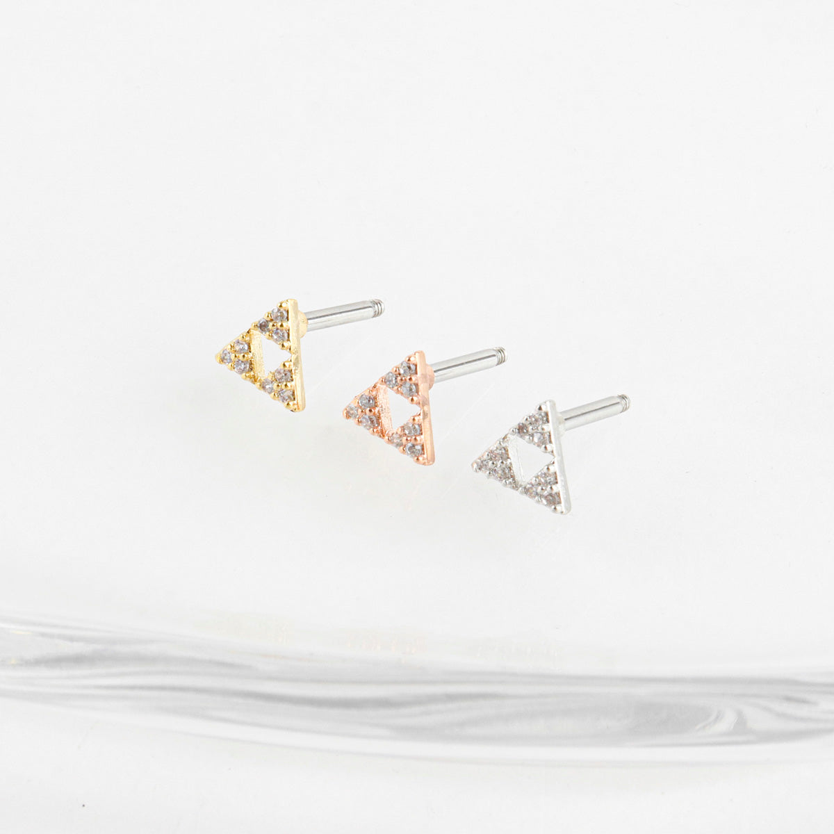 Cubic Legend of Zelda Triforce triangle Surgical Steel screw back ball Cartilage earrings, Barbells Ear Piercing, Cartilage Piercing