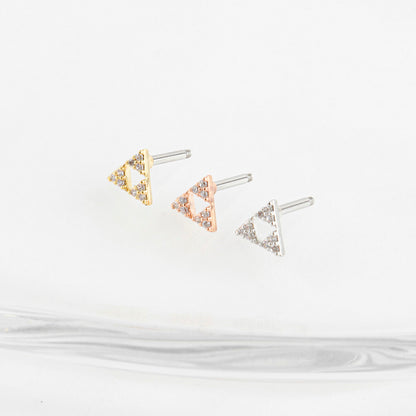 Cubic Legend of Zelda Triforce triangle Surgical Steel screw back ball Cartilage earrings, Barbells Ear Piercing, Cartilage Piercing