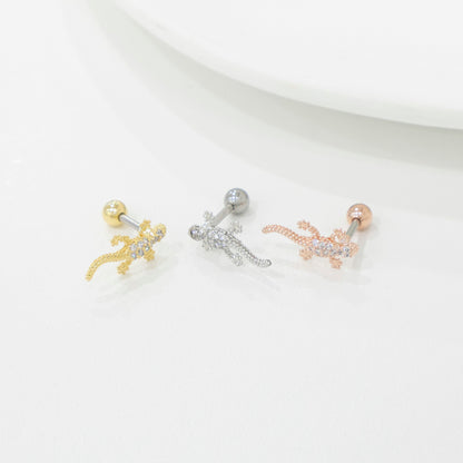 Cubic setting Lizard pin Surgical Steel screw back ball Cartilage earrings, Cubic lizard Barbells Ear Piercing, Cartilage Piercing