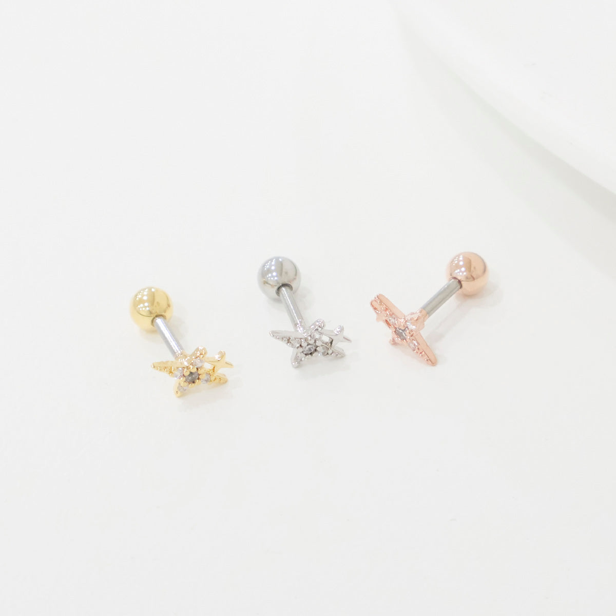 Cubic crystal setting Sparkling Bling-Bling Glitter Surgical Steel piercing tiny ear Helix Piercing screw back ball ,Cartilage Piercing,Tragus Ear Jewelry Body Accessories