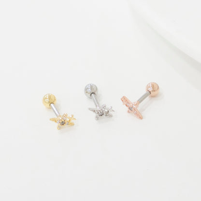 Cubic crystal setting Sparkling Bling-Bling Glitter Surgical Steel piercing tiny ear Helix Piercing screw back ball ,Cartilage Piercing,Tragus Ear Jewelry Body Accessories