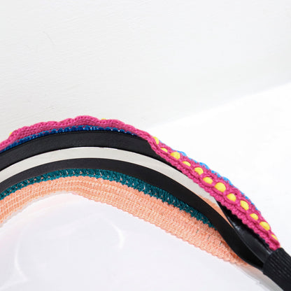 Hand made wide hairband with a vivid color scheme and full of ethnic vibes.-5cm