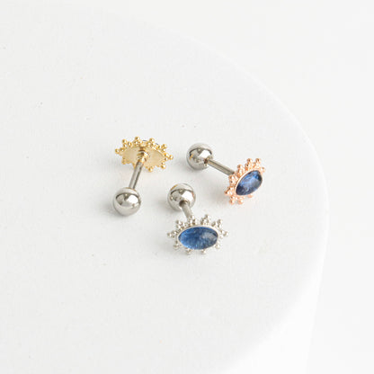 Blue cubic point Surgical Steel screw back ball Cartilage earrings, Barbells Ear Piercing, Cartilage Piercing