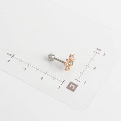 Cubic setting daisy flower Surgical Steel screw back ball Cartilage earrings, Barbells Ear Piercing, Cartilage Piercing