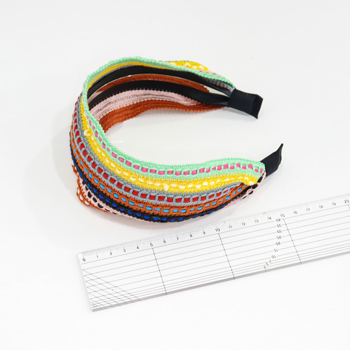 Hand made wide hairband with a vivid color scheme and full of ethnic vibes.-wide 8cm