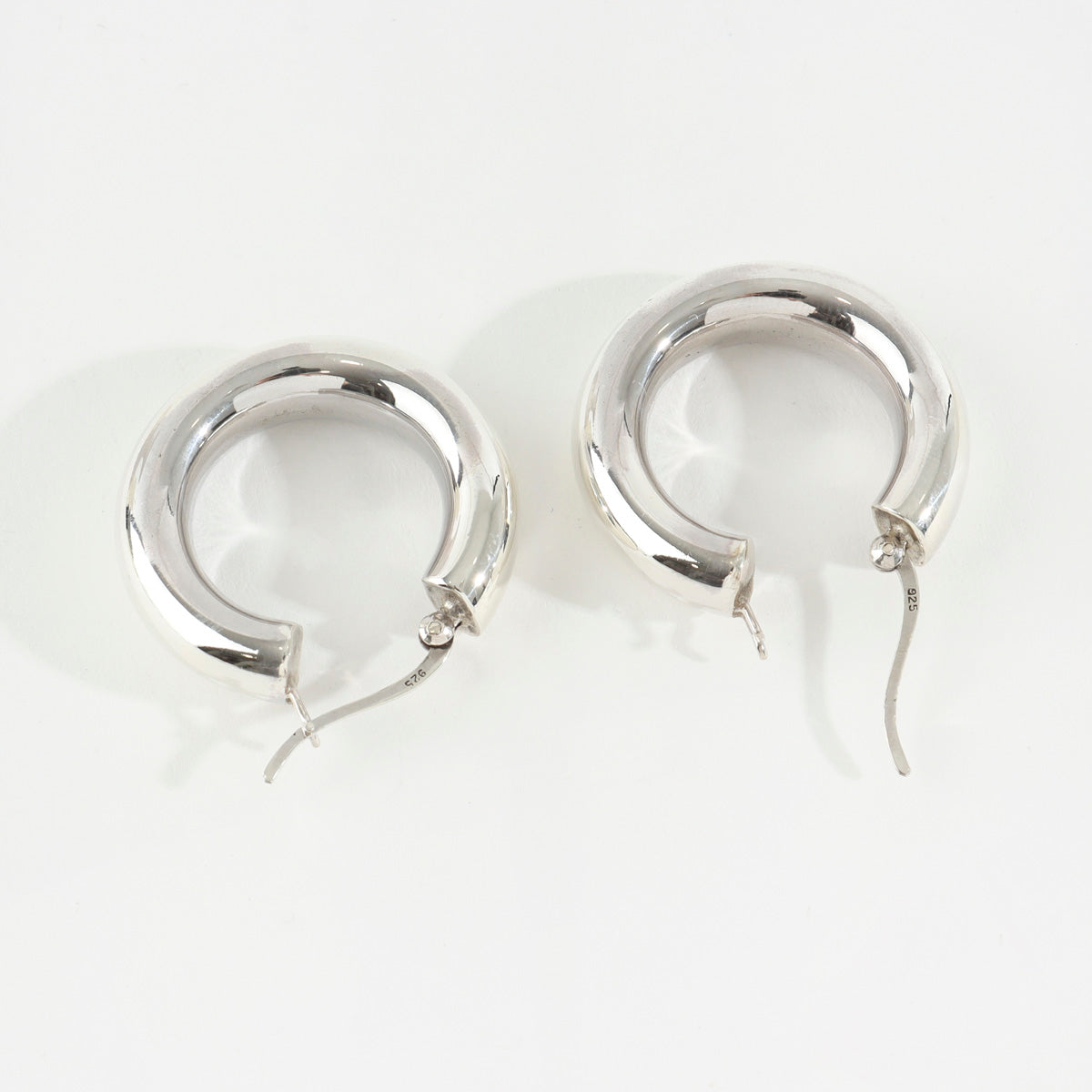 925 Sterling Silver Chunky Donut Ring Hoop Earrings with Bold