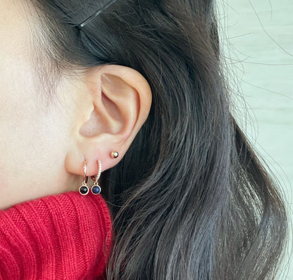 Tiny Hoop Dangle earrings with Cubic, huggie hoops earrings ,huggie dangle earrings-Set of 6