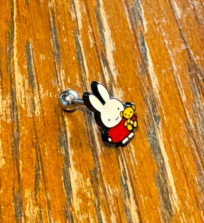 Miffy rabbit characters Screwback screw back ball Piercing ,Cartilage chain piercing ,Tragus Ear Jewelry Body Accessories