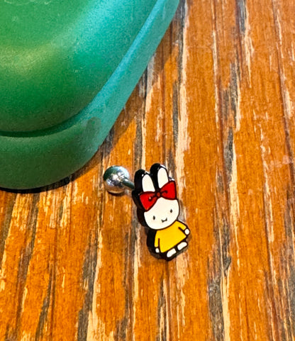 Miffy rabbit characters Screwback screw back ball Piercing ,Cartilage chain piercing ,Tragus Ear Jewelry Body Accessories