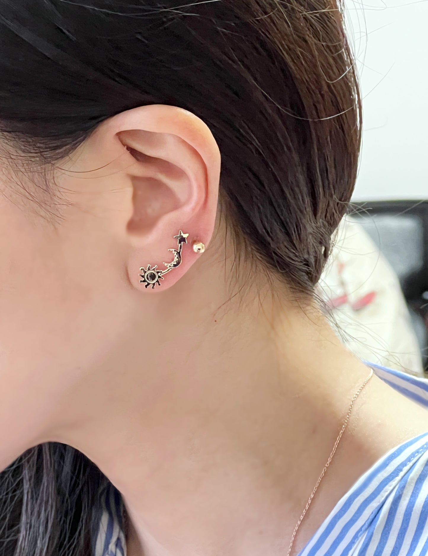 Sun, Moon and Star climber, Sun, Moon And Star Ear Crawler, Star ear pin