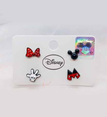 Disney-licensed Set of 4 Mickey Mouse and Minnie Mouse Unbalance Earrings, Disney Earrings