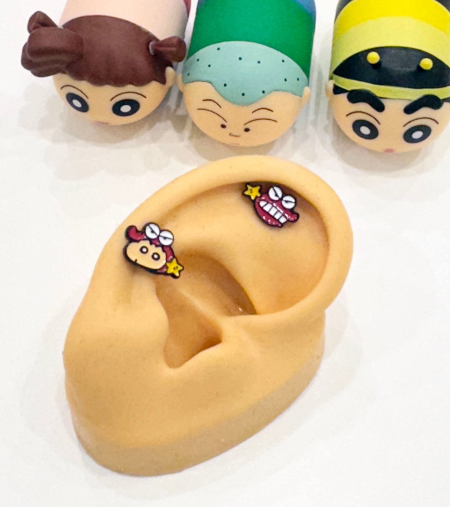 Cute Cartoon characters Kawaii Cartoon characters earrings, Kureyon Shin Chan and Chocobi screw back ball, Barbells Ear Piercing ,Surgical Steel Screw Back Ear Stud, Cartilage earrings