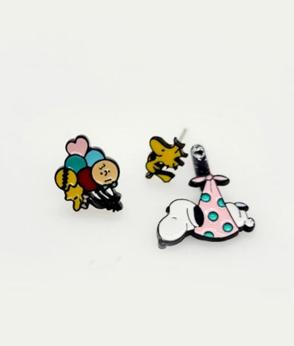 Cute Woodstock delivery Snoopy Baby basket earrings, Snoopy and Woodstock Best Friend Ear jacket